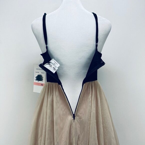 Rare Edition Dress Size 10 Women’s Lace-Trim Halter Sleeveles Beige Black New - Picture 13 of 14